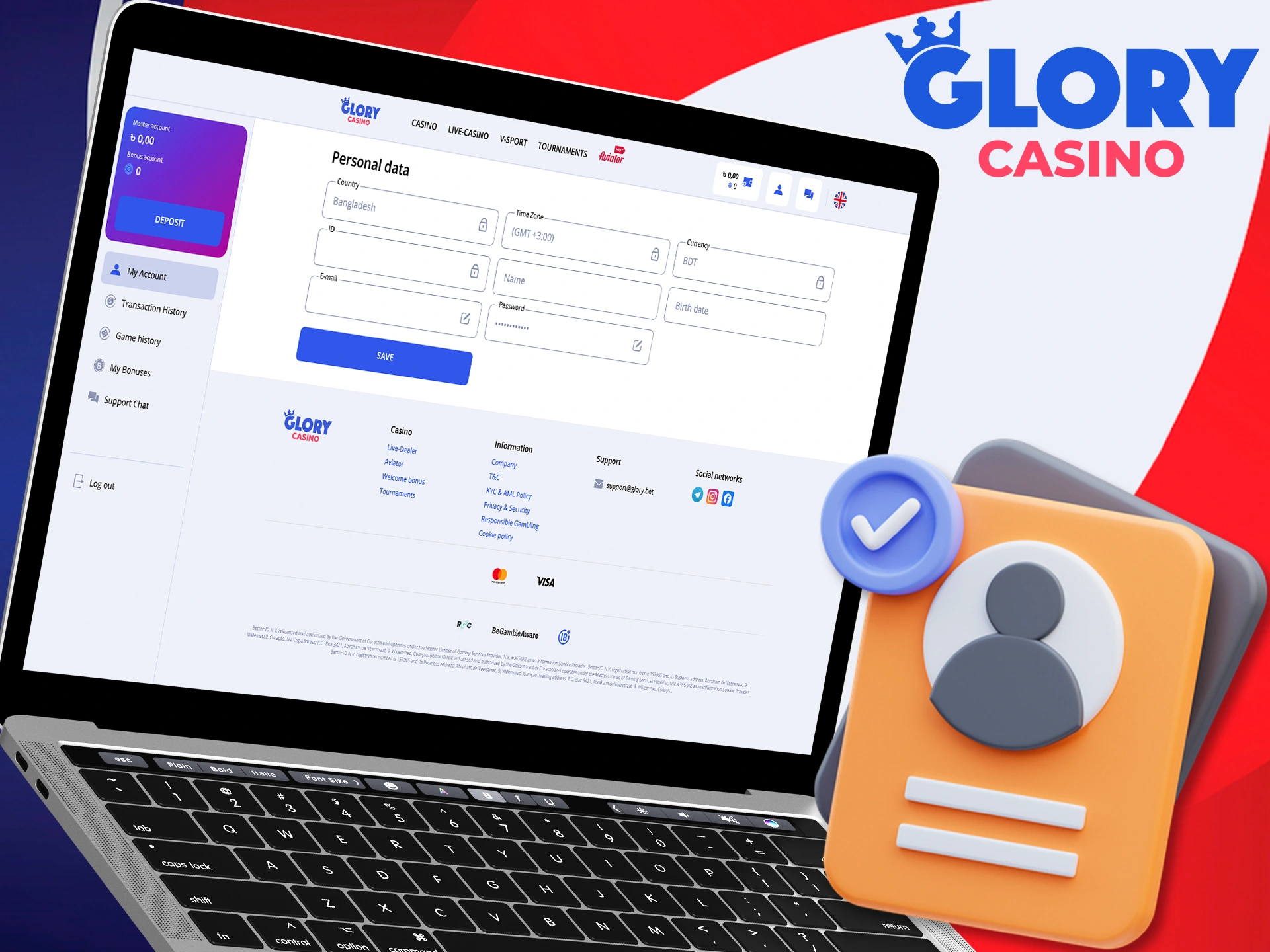 Verify your Glory Casino গৌরব ক্যাসিনো account and start playing.