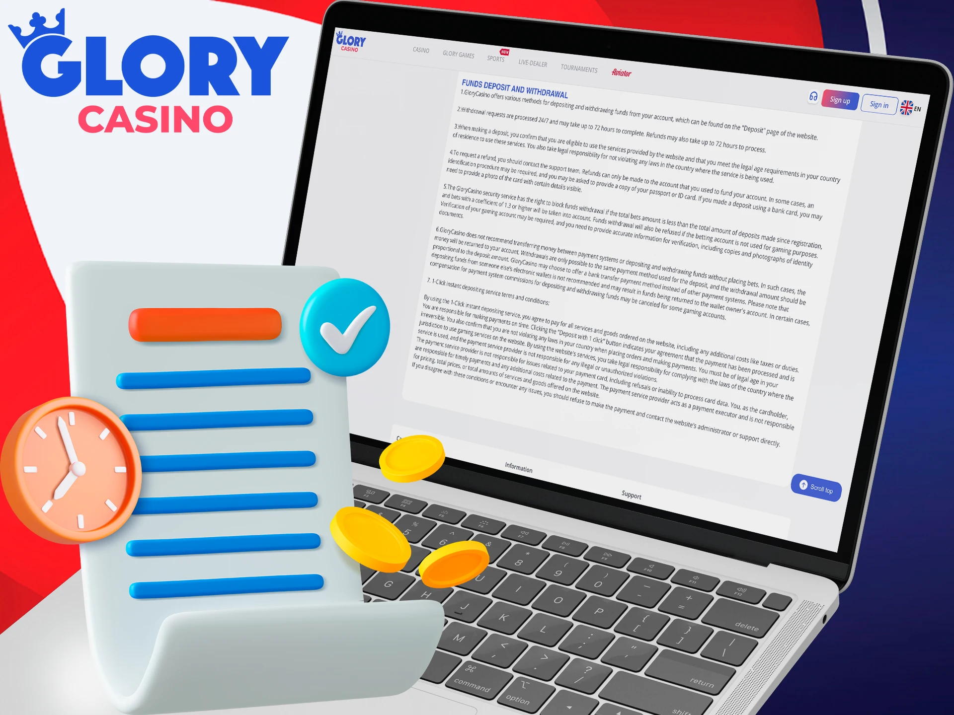 Glory Casino গৌরব ক্যাসিনো will instantly credit your account with a deposit.
