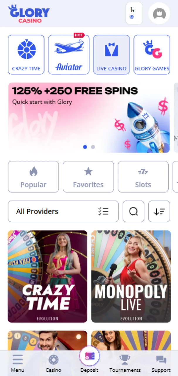 Open the Live Casino section at Glory Casino গৌরব ক্যাসিনো.